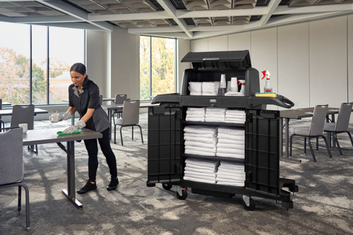 Full size housekeeping cart with hood and doors