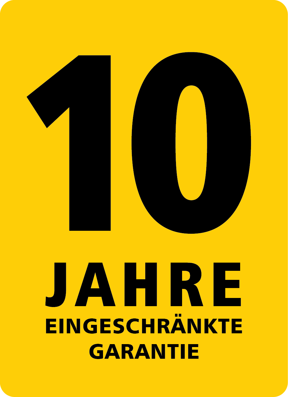 10 Jahre eingeschränkte Garantie